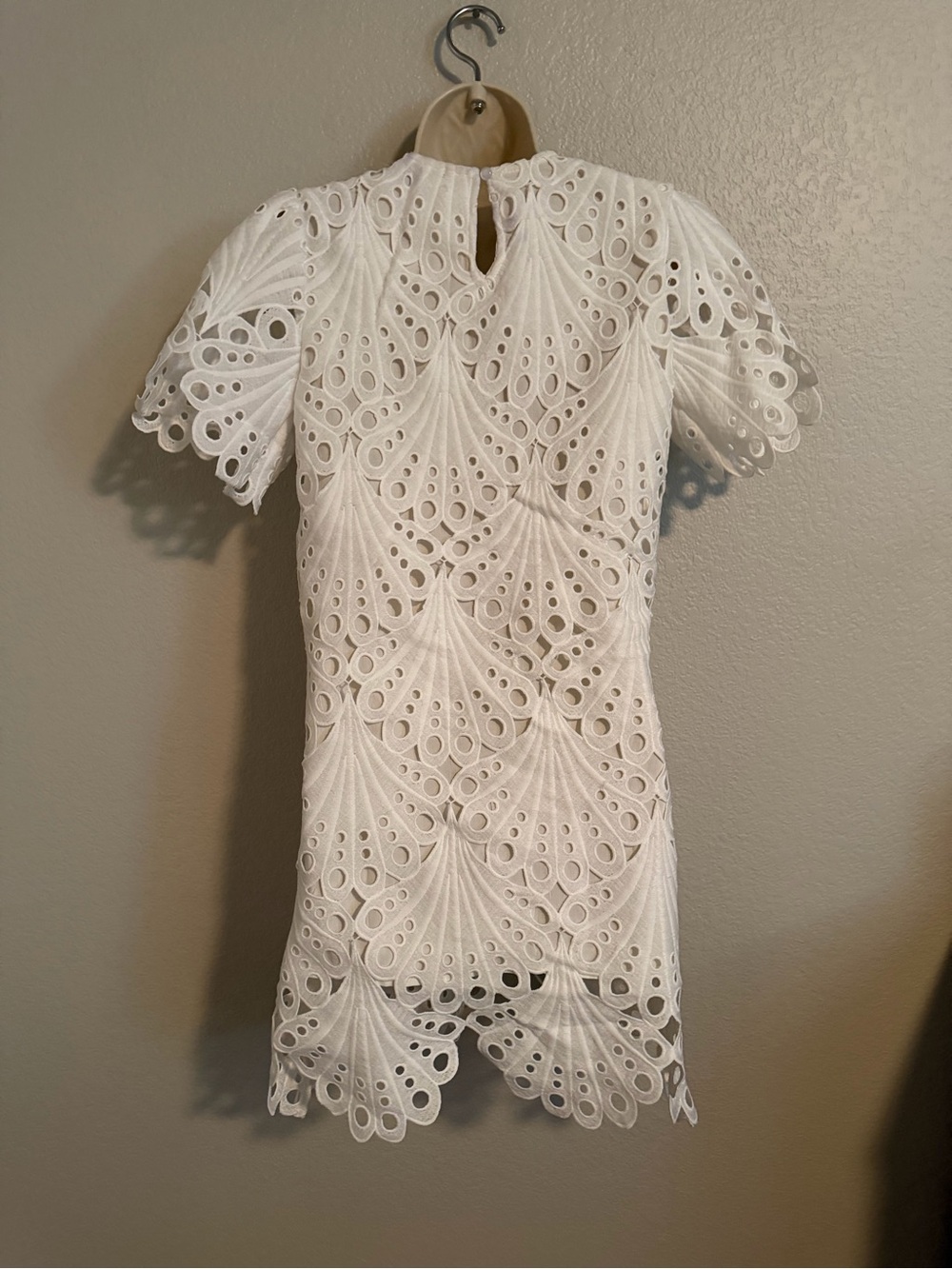 NWT White Eyelet Lace Short Sleeve Dress - Picture 5 of 10